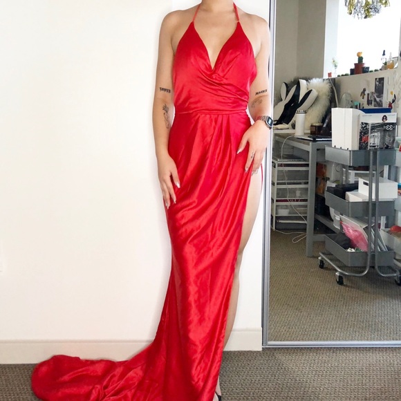 red split leg dress